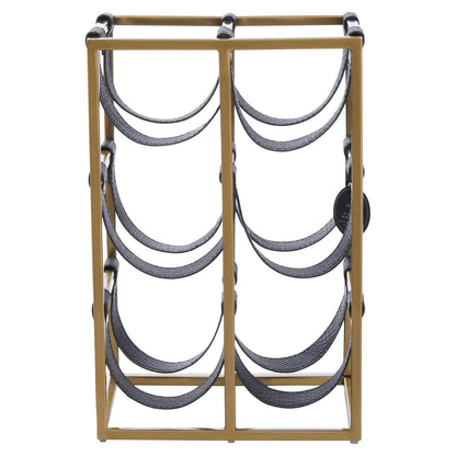 Mixology Six Bottle Sling Wine Rack in Gold Finish