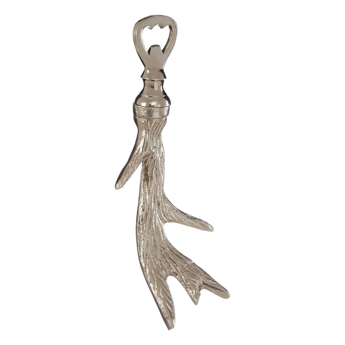 Antler Nickel Finish Bottle Opener