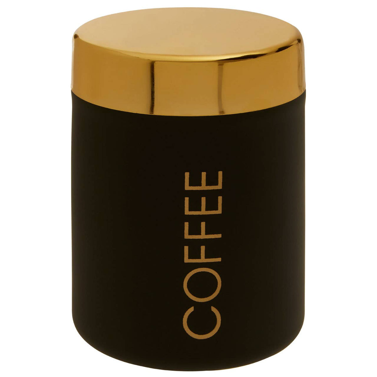 Liberty Black Enamel Coffee Canister With Gold Lid