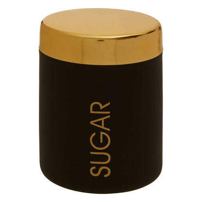 Liberty Black Enamel and Gold Sugar Canister