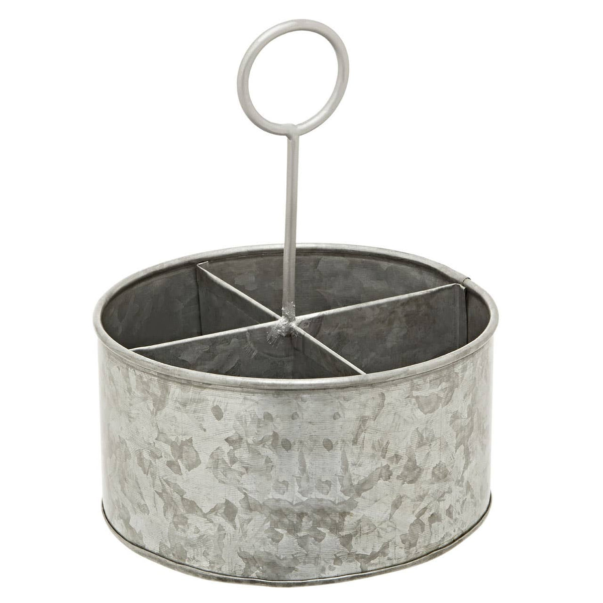 Drummond Galvanised Steel 4 Compartment Round Cutlery Caddy