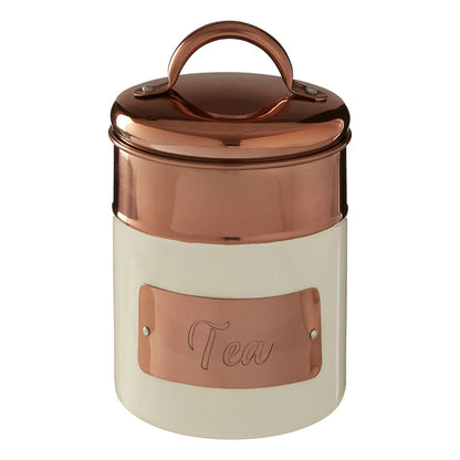 Prescott Cream And Copper Tea Canister