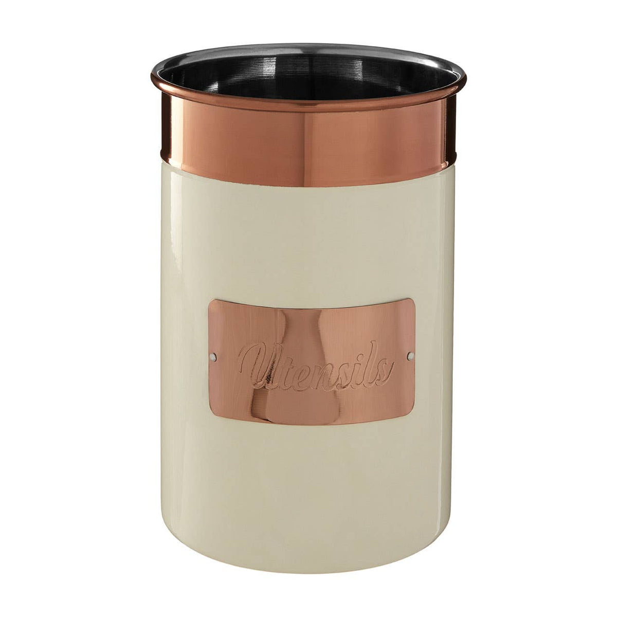 Prescott Cream And Copper Stainless Steel Utensil Holder