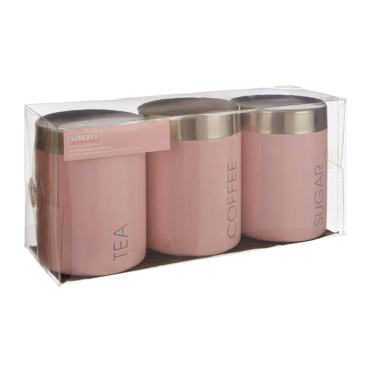 Liberty Pink Enamel Set of 3 Canisters