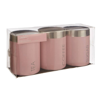 Liberty Pink Enamel Set of 3 Canisters