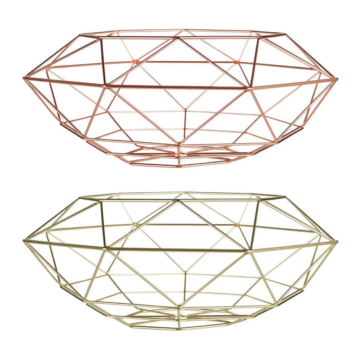 Vertex Gold Finish Wide Fruit Basket