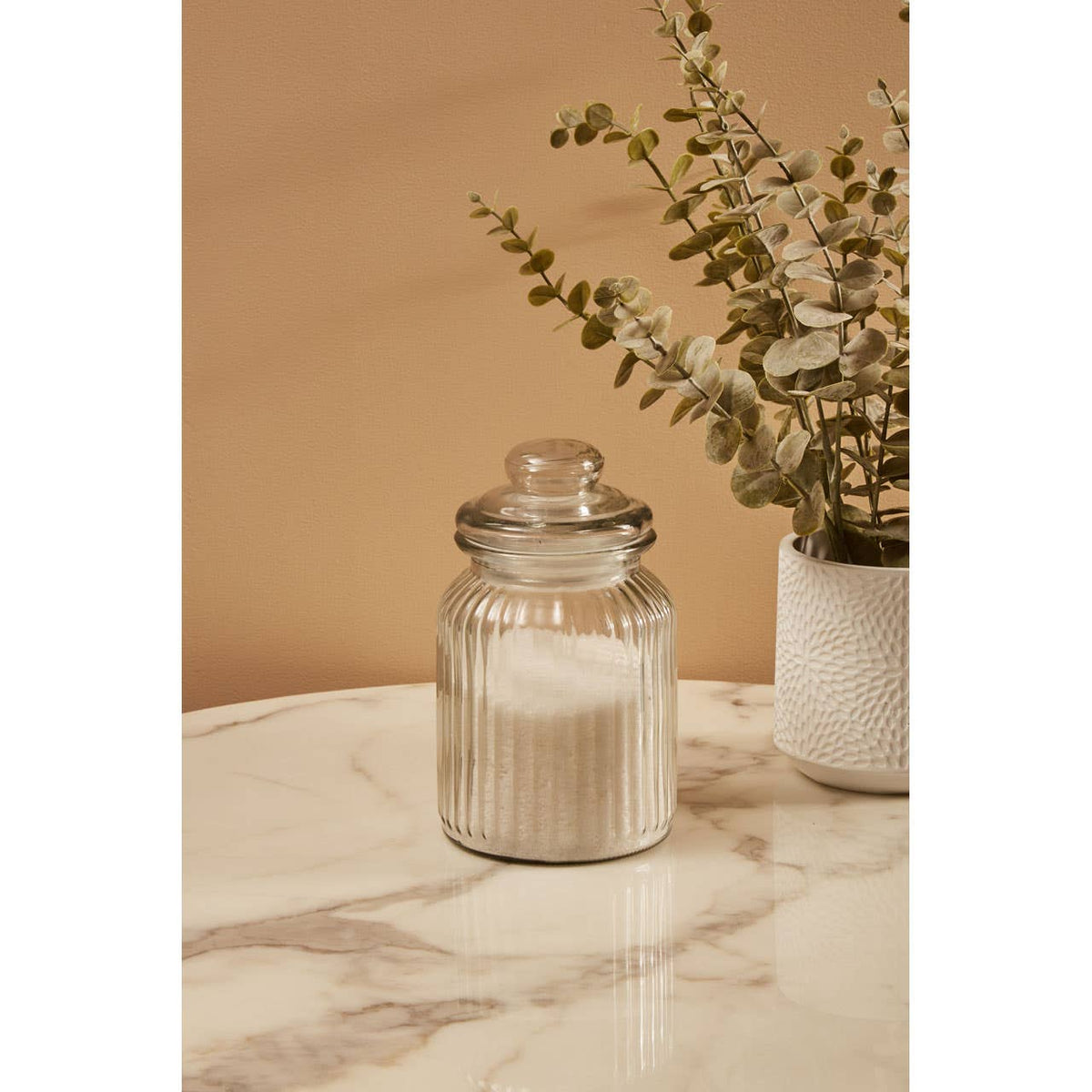 Abbie Ribbed Glass Storage Jar 1000ml
