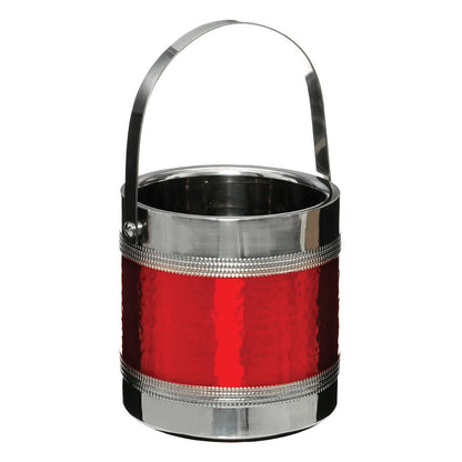 Red Ice Bucket With Tongs
