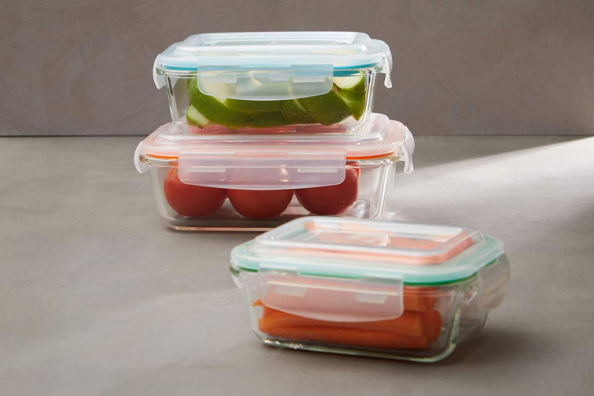 Freska Set Of 3 Rectangular Glass Containers