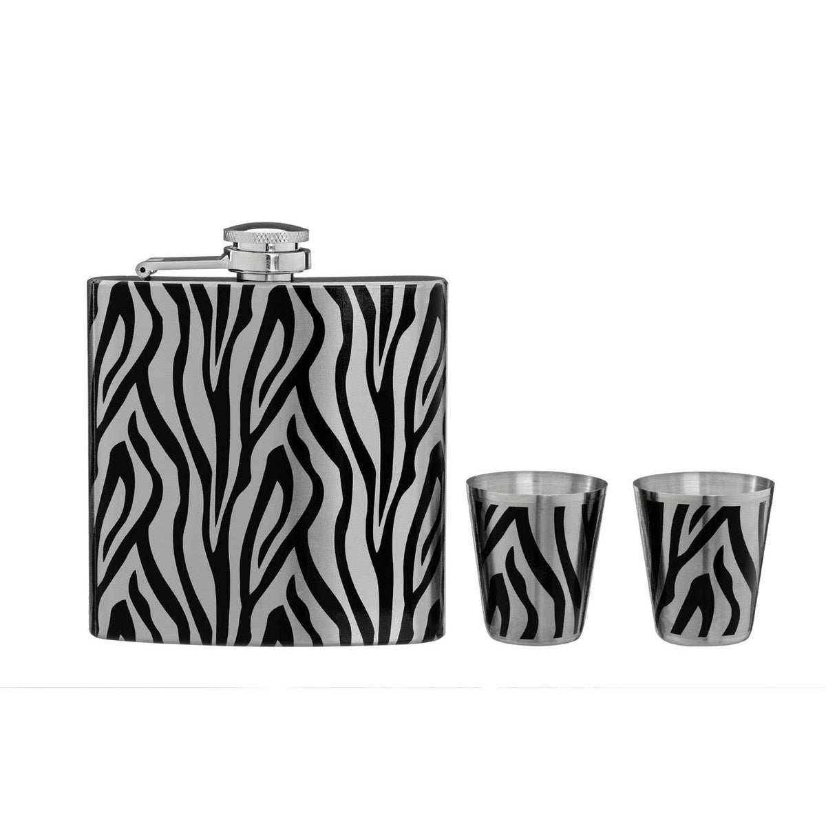 Auden Zebra  Hip Flask and Shot Glasses Set
