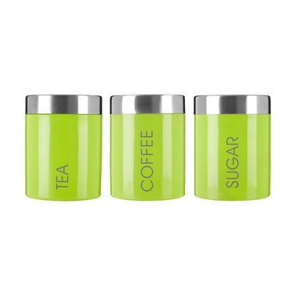 Liberty Lime Green Enamel Tea Coffee and Sugar Canister Set