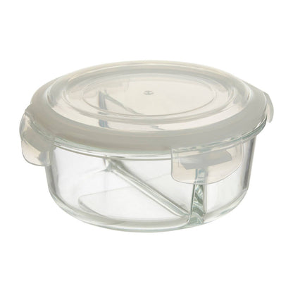 Freska 2 Section Round Glass Container With Lid 950 ml