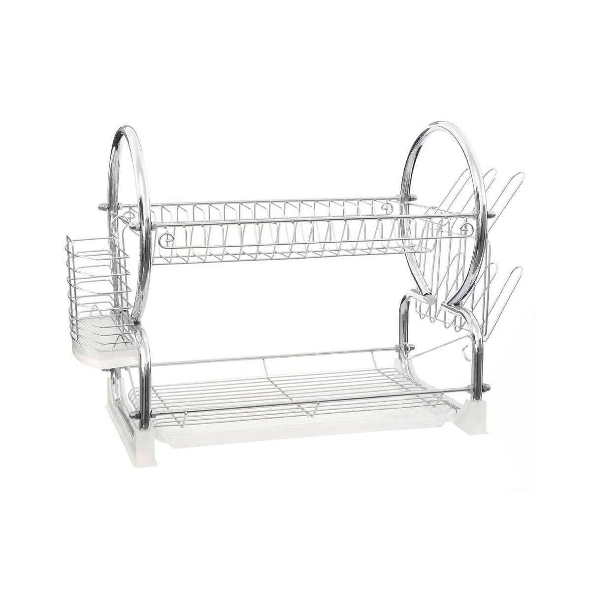 Laurie 2 Tier Dish Drainer with Plastic Tray - White