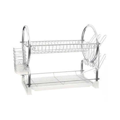 Laurie 2 Tier Dish Drainer with Plastic Tray - White