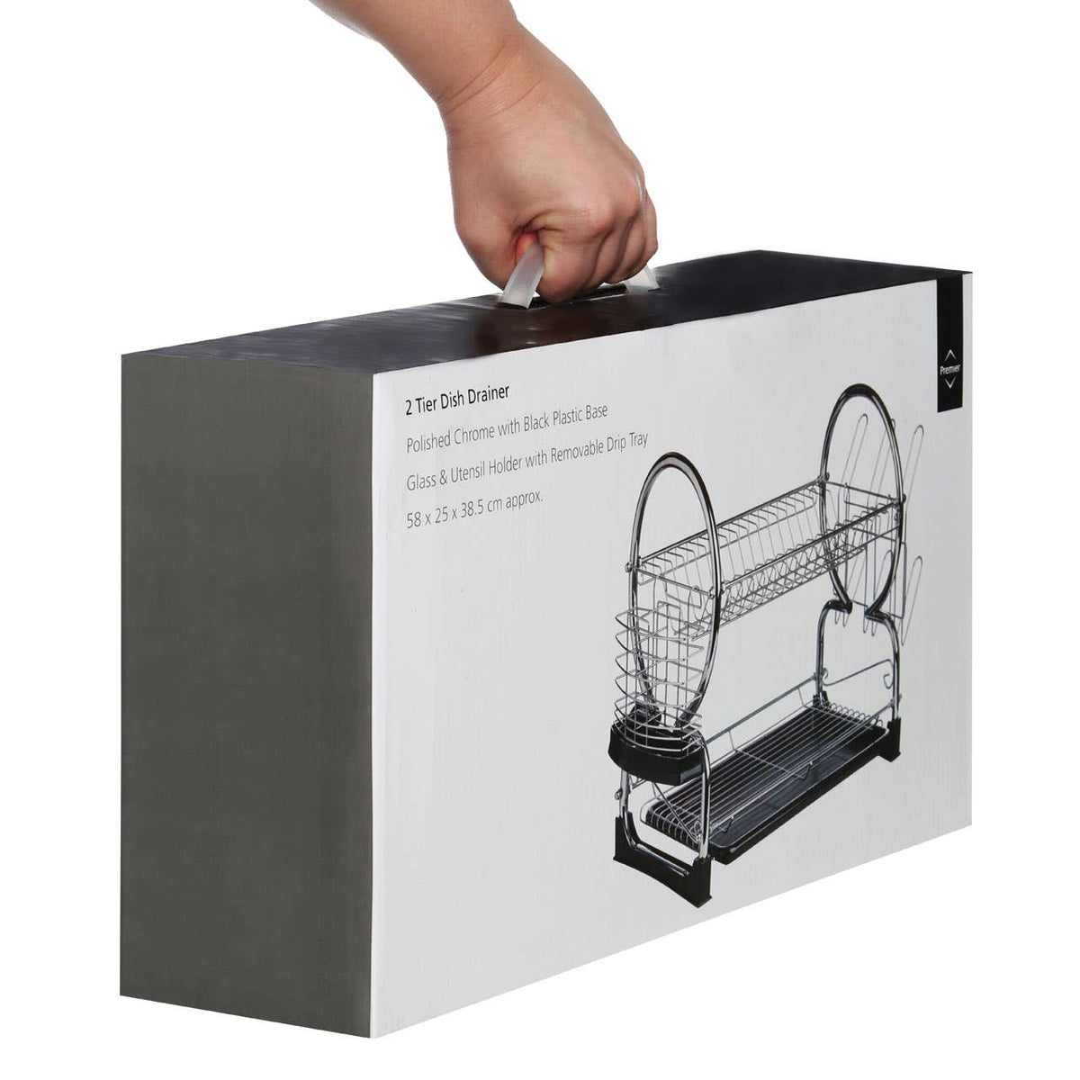 Laurie 2 Tier Dish Drainer with Plastic Tray - Black