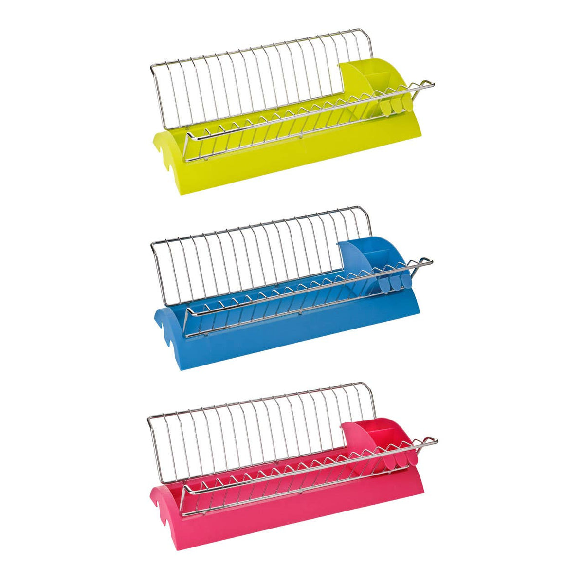 Laurie Blue Plastic And Chrome Wire Dish Drainer