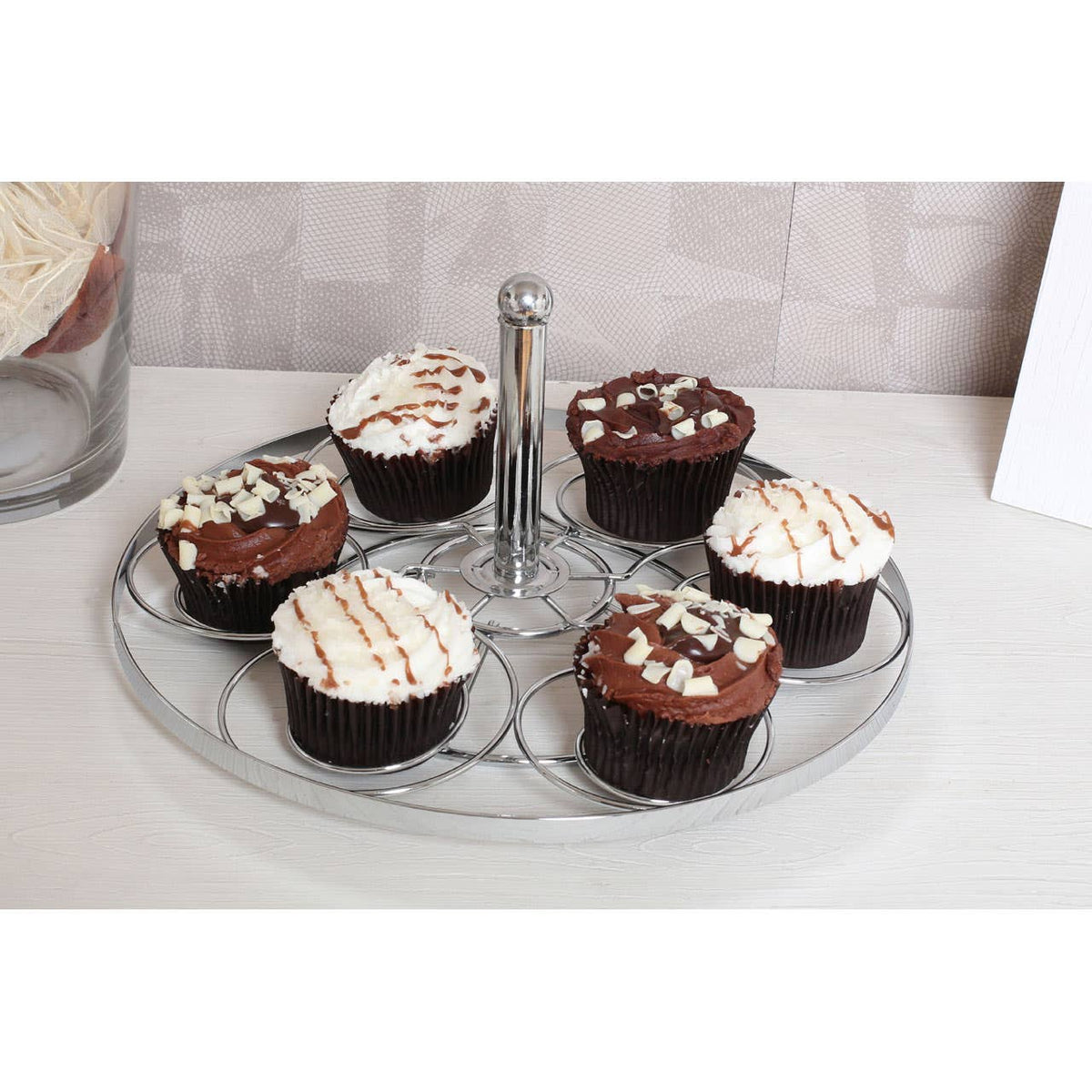 Swirl Chrome 6 Cup Cake Stand