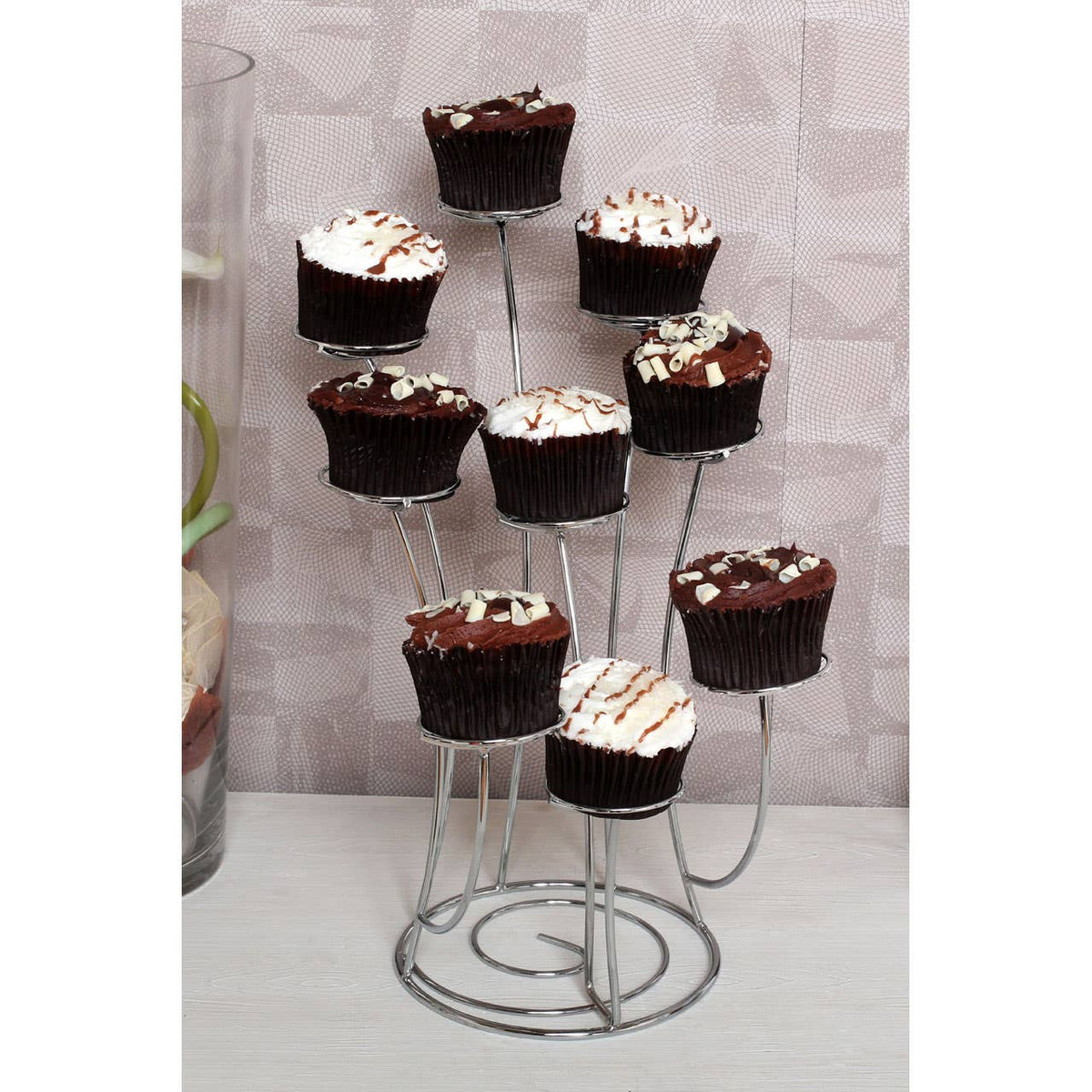 Swirl Chrome 9 Cup Cake Stand