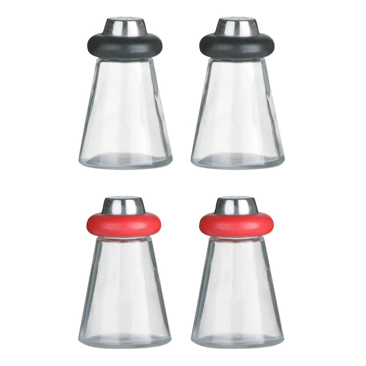 Cone Condiments Red Plastic/Glass Salt and Pepper Shakers