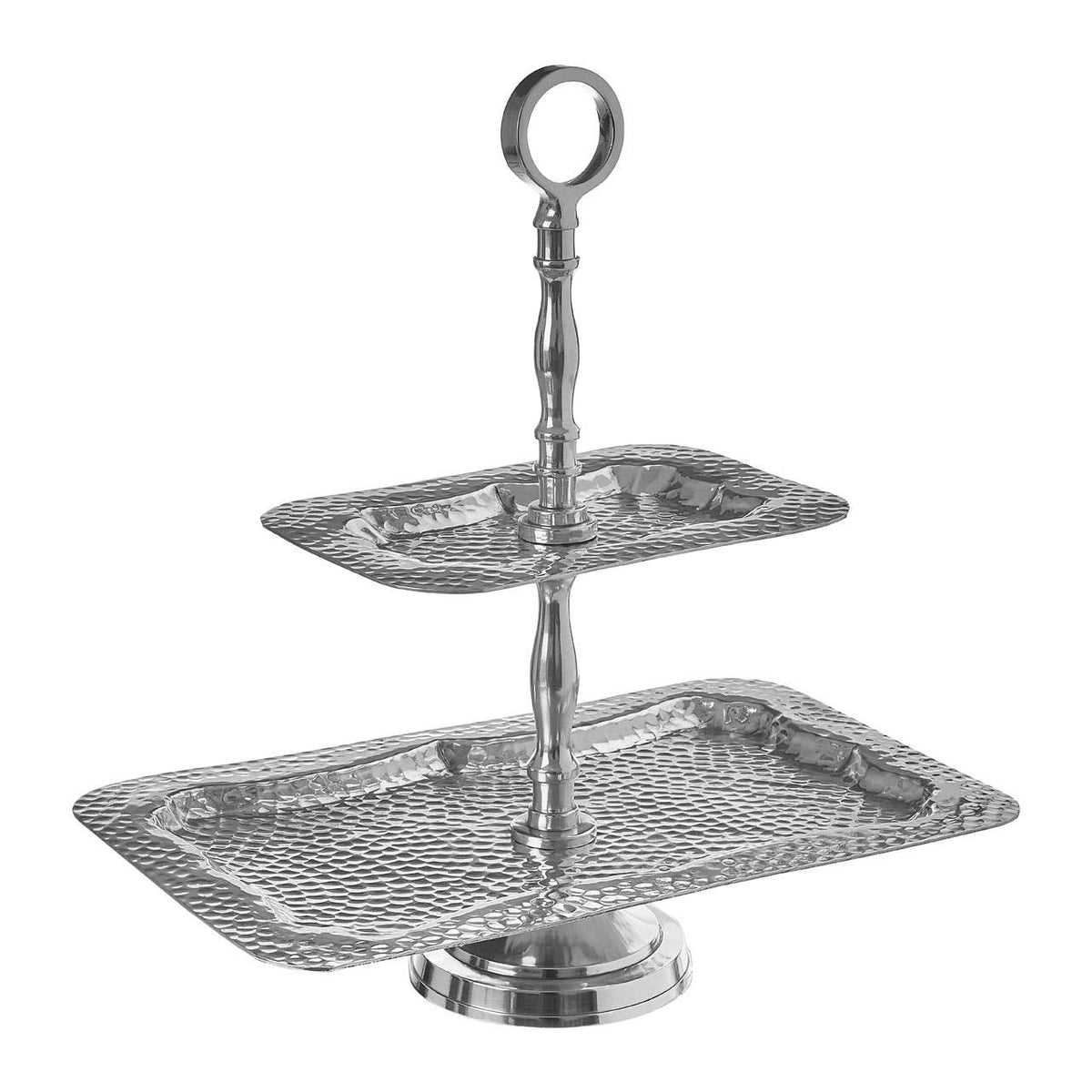 Bailey 2 Tier Hammered Aluminium Cake Stand