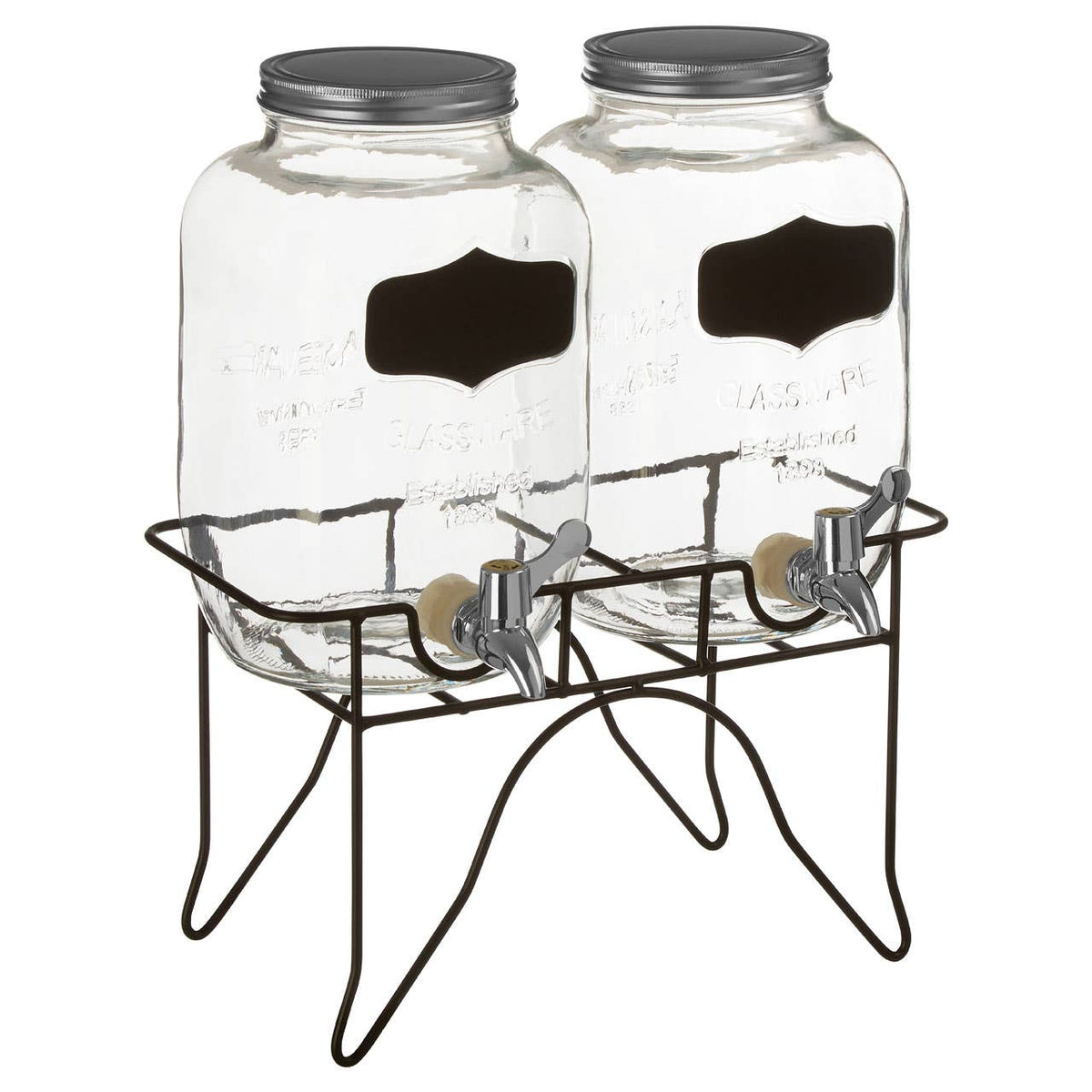Grocer Set of 2 Drink Dispensers with Stand