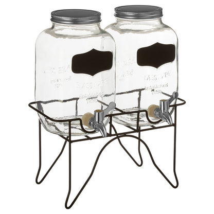 Grocer Set of 2 Drink Dispensers with Stand