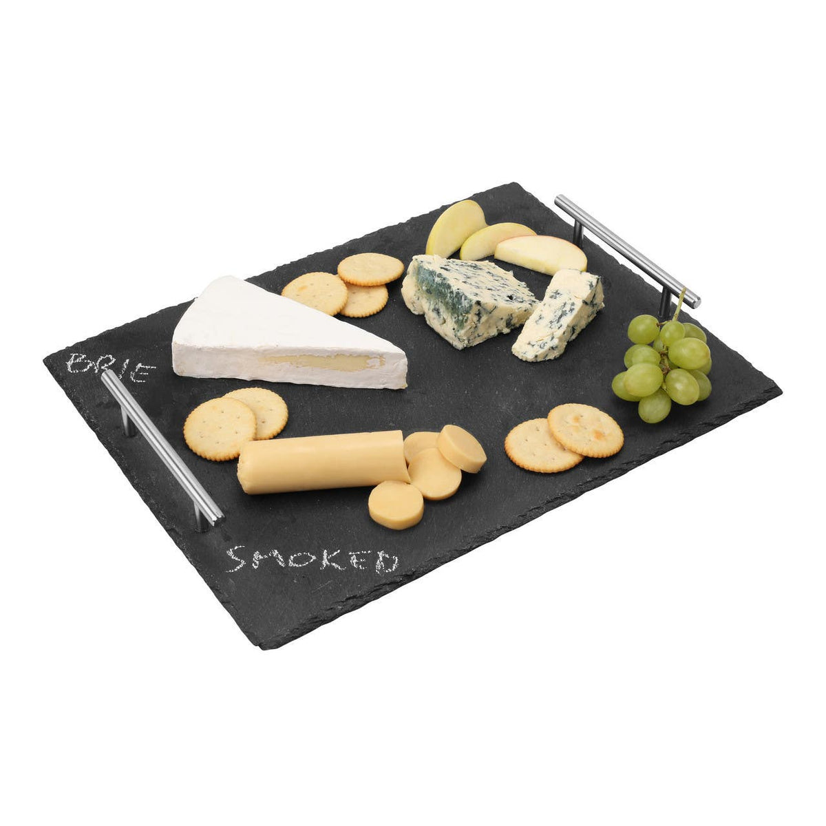 Preto Large Slate Tray With Stainless Steel Handles