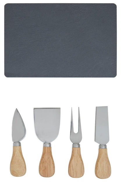 Carter Slate Board and 4 Piece Cheese Knife Set