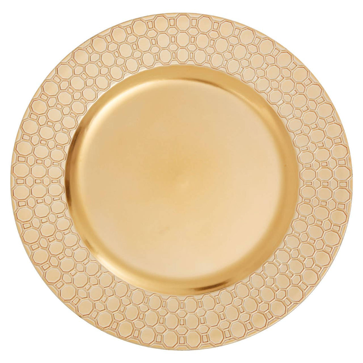 Dia Gold Charger Plate With Octagon Pattern Rim