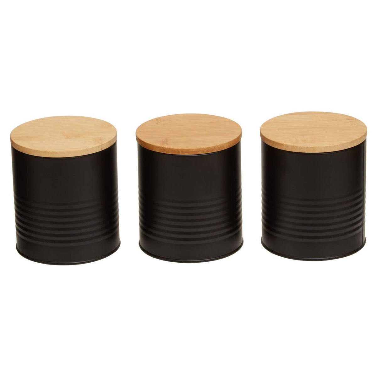 Set Of Three Alton Black Cannisters