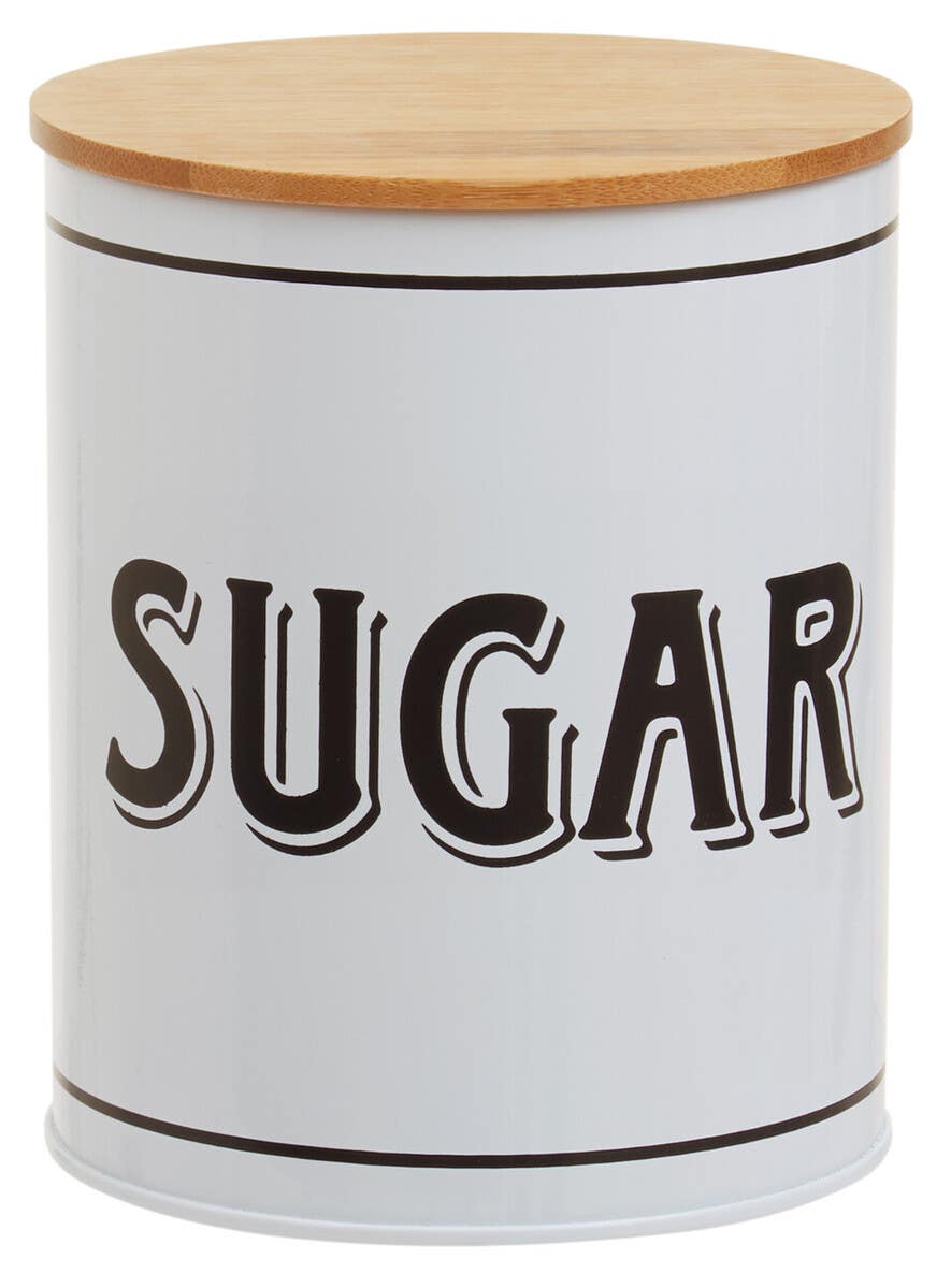 Grocer White Metal Sugar Canister