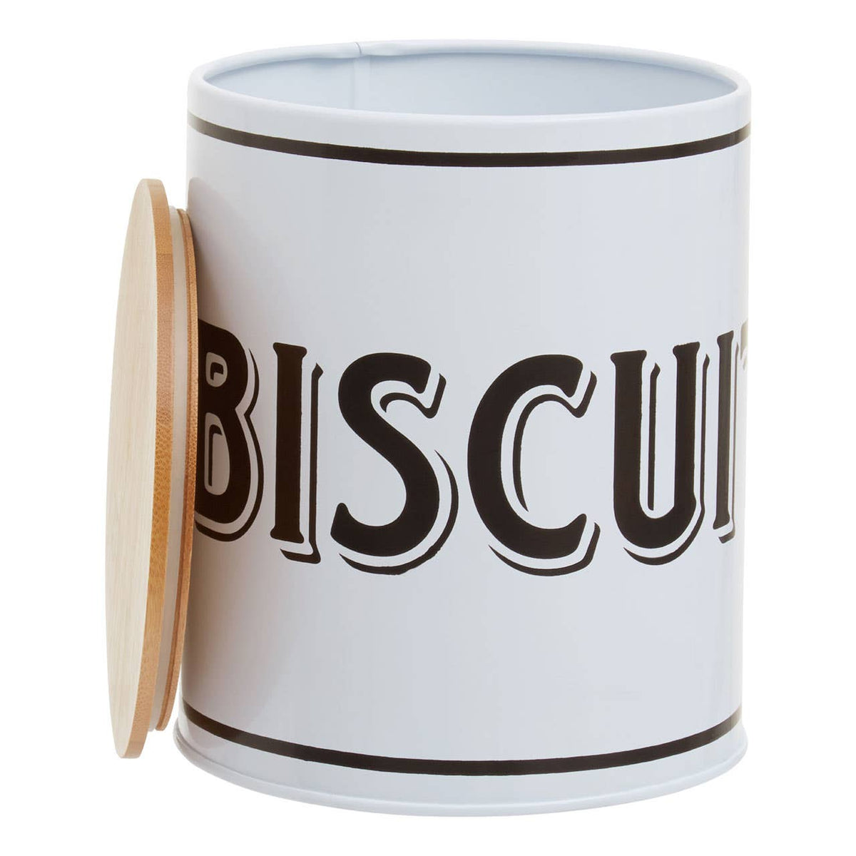 Grocer White Metal Biscuit Canister