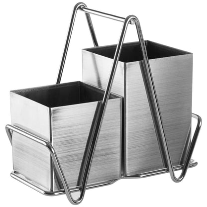 Stainless Steel 2 Compartment Silver Cutlery Caddy