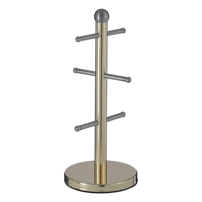Hirano 6 Cup Mug Tree - Gold Finish