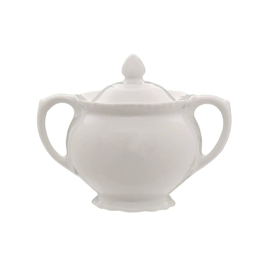 Quinn Embossed White Sugar Bowl