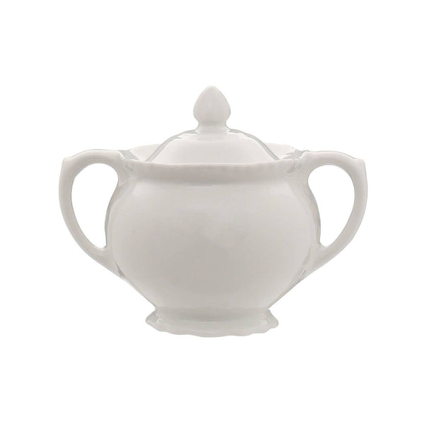 Quinn Embossed White Sugar Bowl