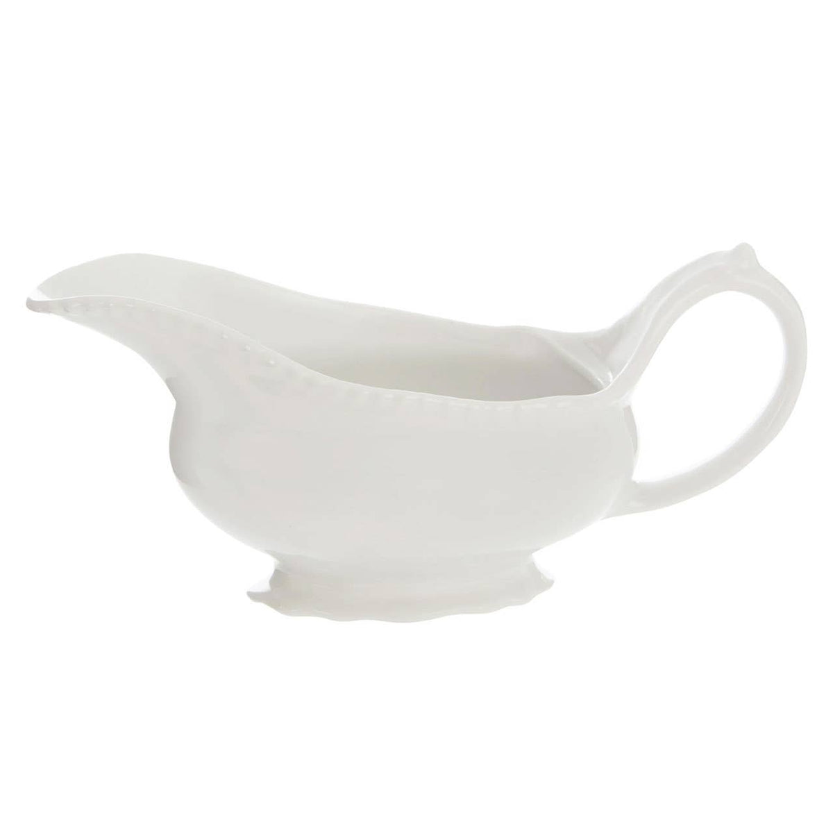 Quinn Embossed White Gravy Boat