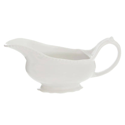 Quinn Embossed White Gravy Boat