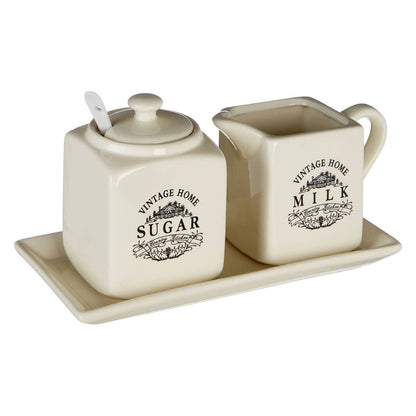 Vintage Home Cream Square Sugar and Milk Set