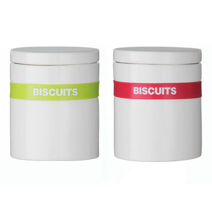 Hot White Biscuit Canister with Hot Pink Silicone Band