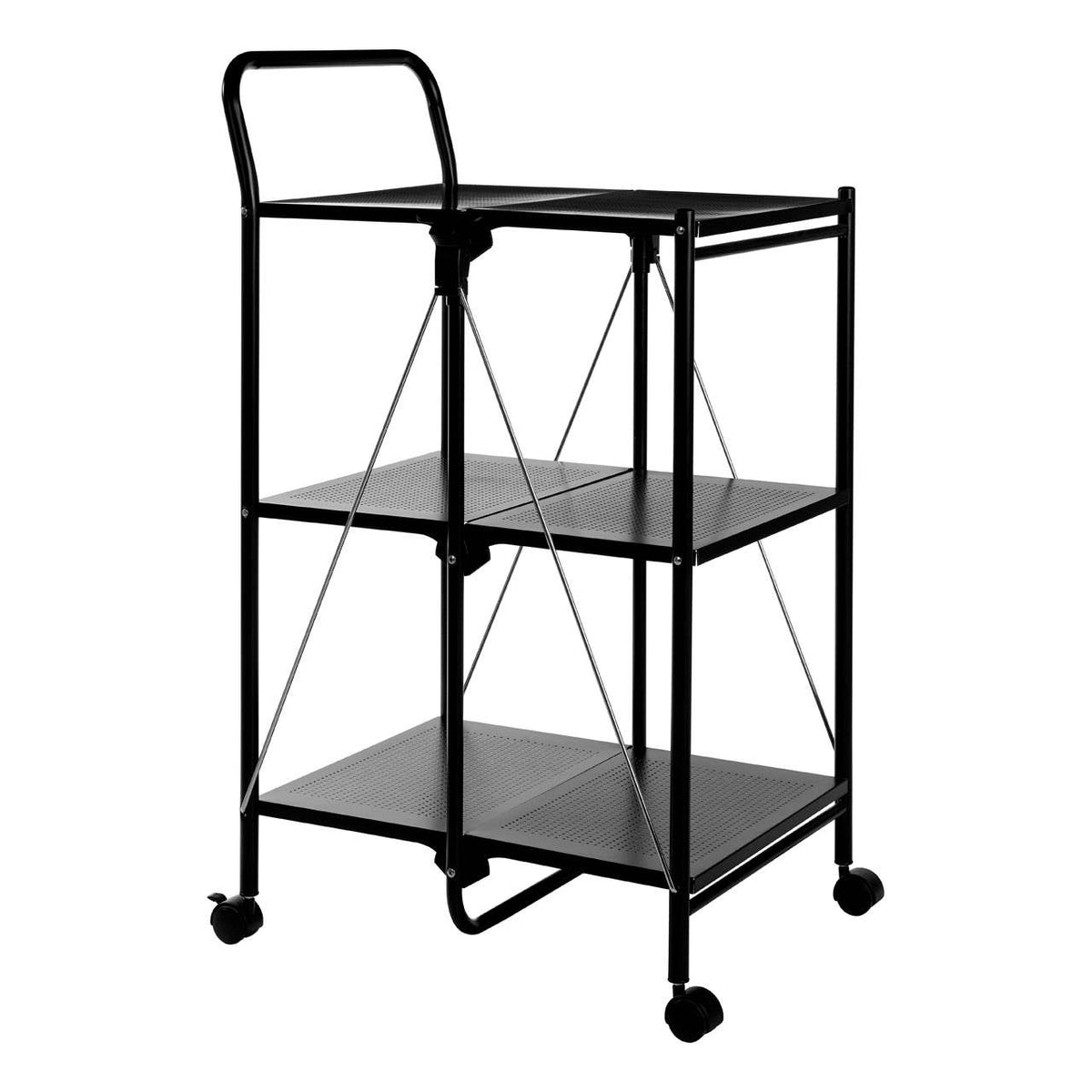 Harlow Black Rectangular Folding Kitchen Trolley