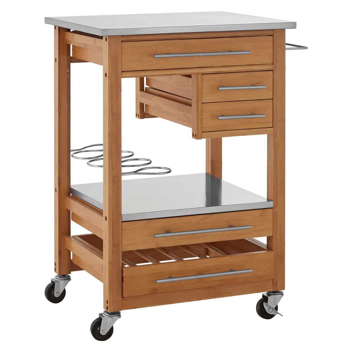 Harlow Bamboo Four Drawer Kitchen Trolley