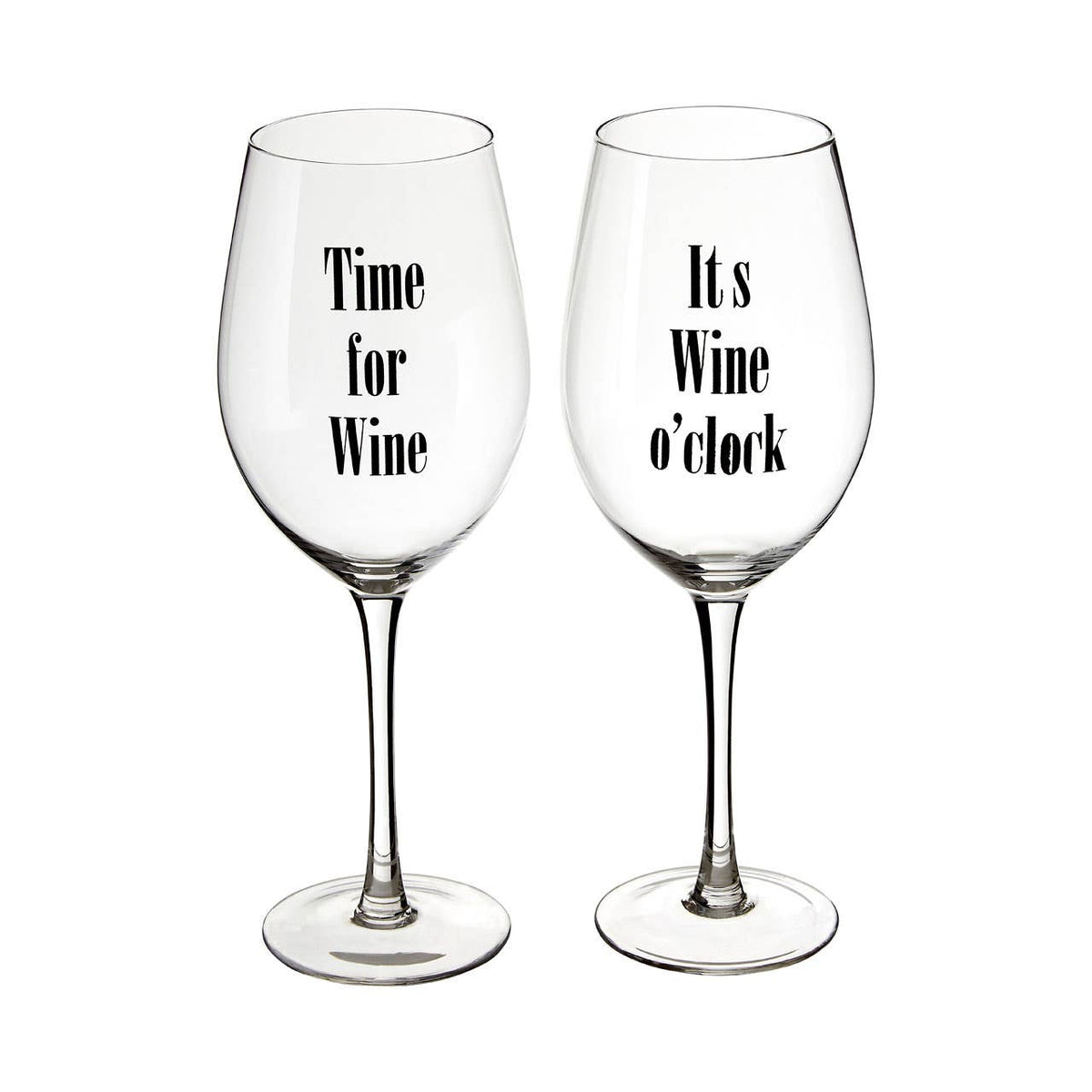 Verity Set of 2 Time For Wine Large Wine Glasses