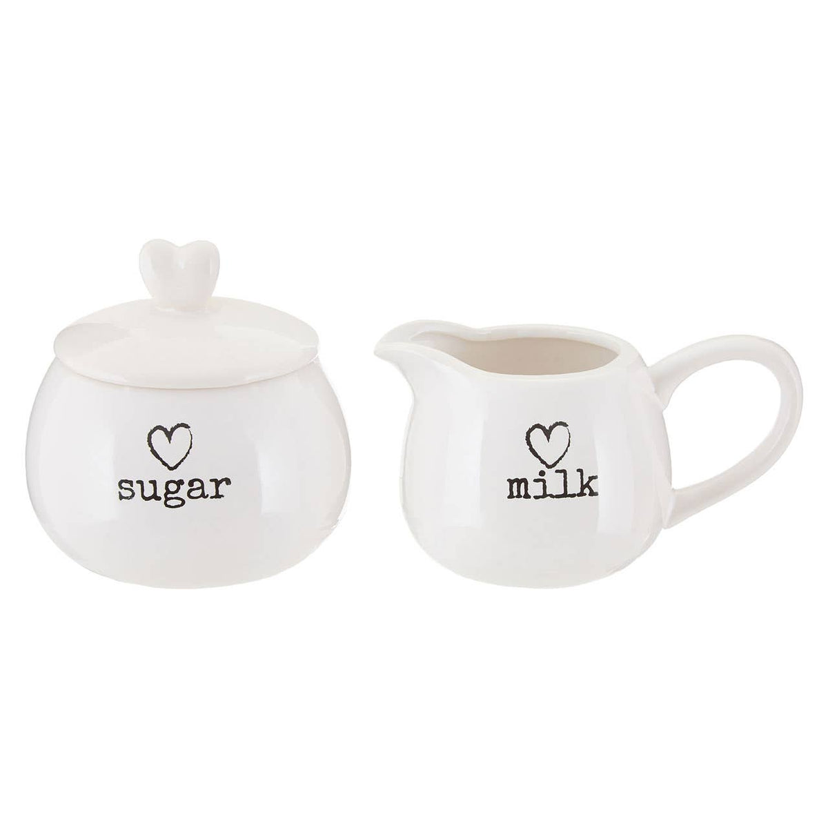 Charm White Ceramic Milk and Sugar Set