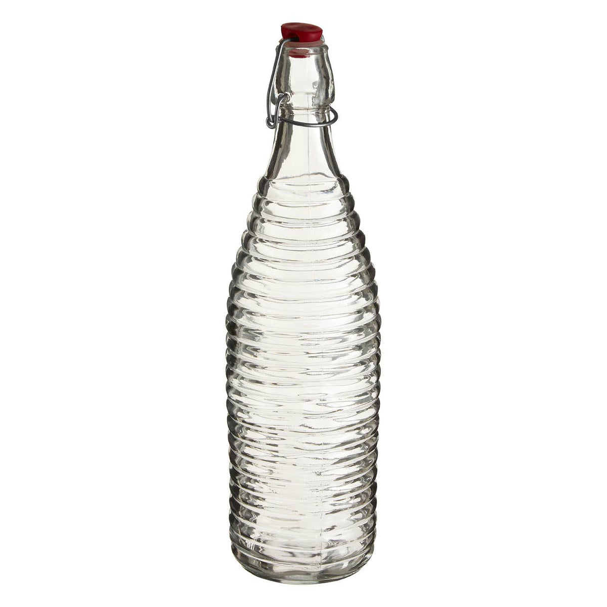 Dayla Clear Ribbed Glass 1000ml Bottle with Clip Stopper