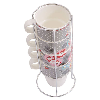 Pippa Set Of Four Stackable Mugs with Stand