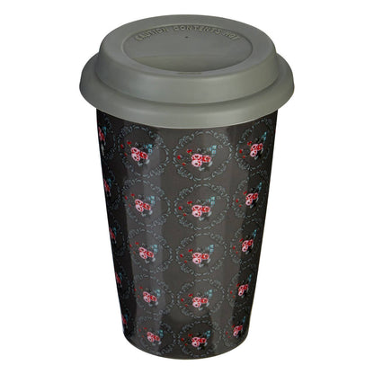 Taza Ditsy Floral Ceramic Reusable Mug with Silicone Lid
