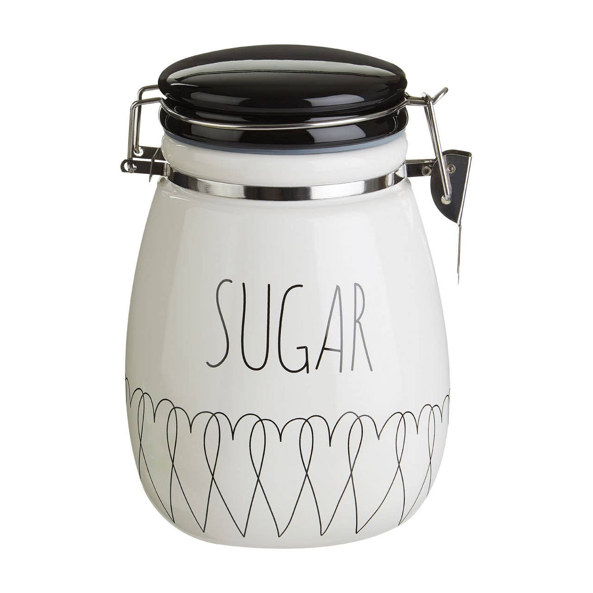 Heartlines Ceramic Clip Top Lid Sugar Canister