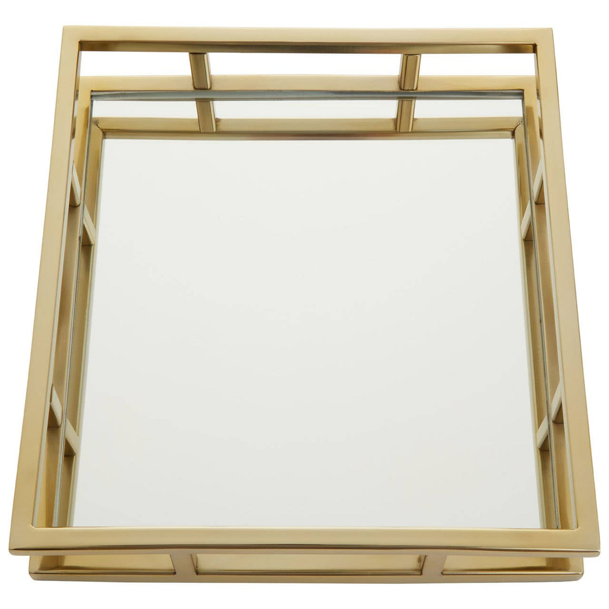 Cruzar Gold Finish and Mirrored Square Tray