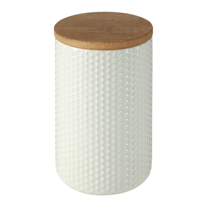 Geome 750ml White Canister with Bamboo Lid